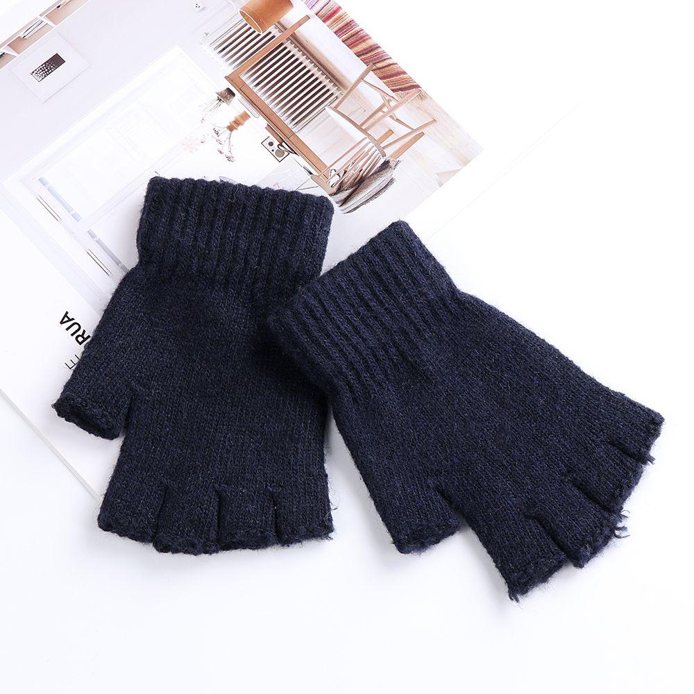 Женские зимние теплые эластичные шерстяные вязаные митенки для печати/набора текста, перчатки с половиной пальца