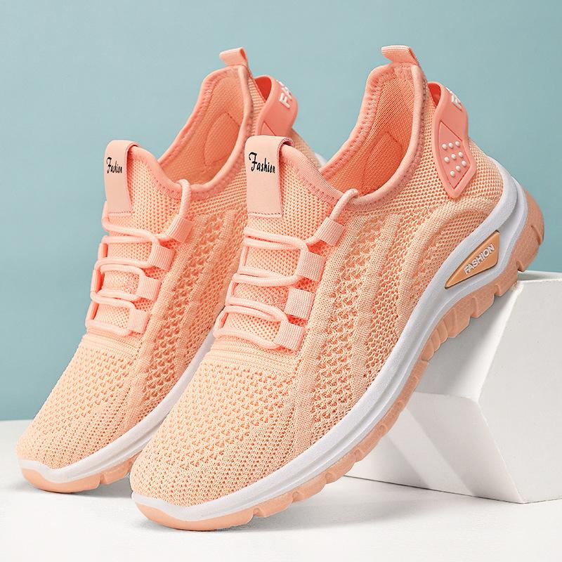 Женская обувь новые кроссовки из летучего трикотажа удобные и дышащие кроссовки для бега мягкая подошва обувь для личного пользования подарочная обувь легкая одинарная обувь
