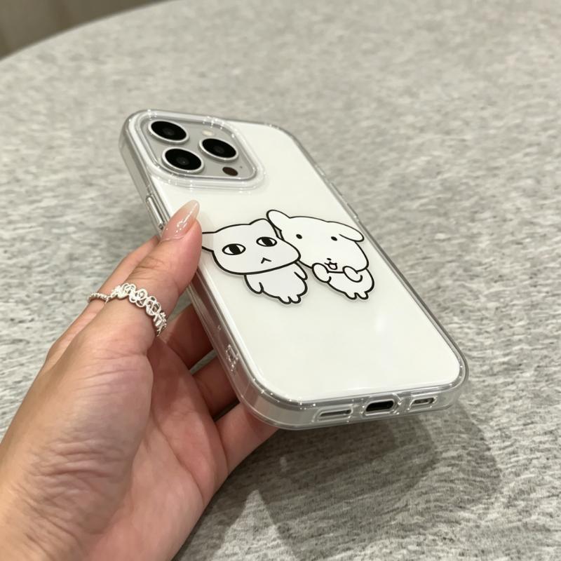 Милый креативный чехол для телефона с мультяшным щенком и кошкой для iPhone 17 Air 16 15 14 13 12 11 Pro Max 16e X XR XS 7 8 Plus Ударопрочный чехол