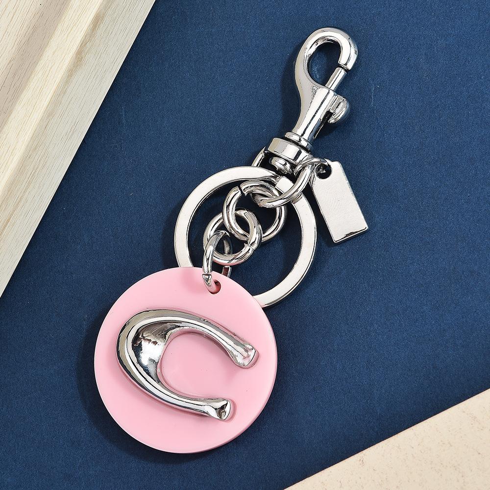 Rainbow C Letter Metal Keychain Multi-Color Letter C Bag Pendant Exquisite Versatile Pendant Female