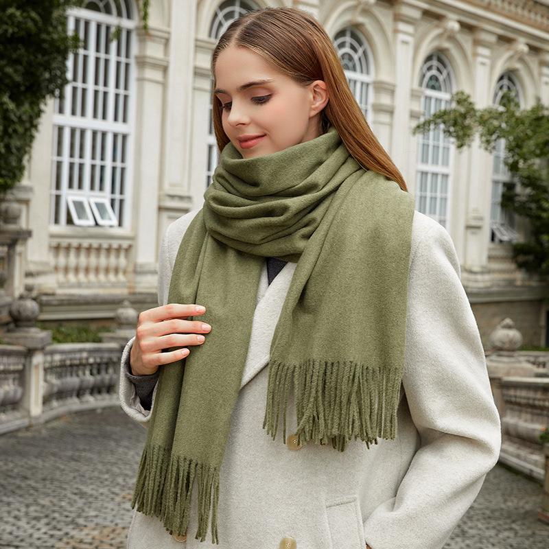 Wool Scarf Autumn and Winter Korean Style Cashmere Scarf Women's Winter New Style Women's Shawl Solid Color Scarf Versatile