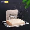 1pc-Stainless Steel Soap Rack Punch-free Nail-free Bathroom Single Layer Drain Wall Hanging Sucker Soap Box Light Luxury Shelf