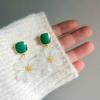 Acrylic Transparent Flower Earrings Elegant Stylish Design Forest Style Square Green Drop Glazed Earrings Women's Jewelry