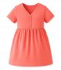 Girls' Nightgown 86 Short Sleeve Pajama with Button Coral