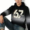 Spring Europe and America Fashion 67 Gradient Print Hoodies Men Women Long Sleeve Pullover Casual Hoodies Sweatshirt Clothing