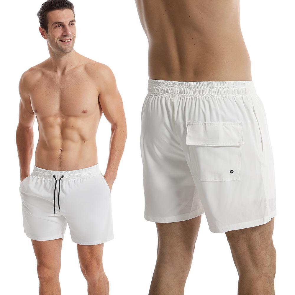 Men's Quick-Dry Stretch Casual Sport Shorts - Solid Color, Summer 2025, Four-Way Stretch, Beach-Ready, Loose Fit