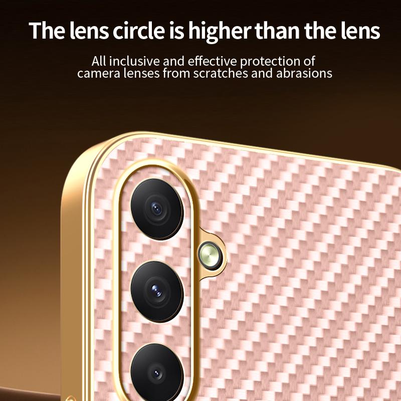 For Samsung Galaxy A35 5G Phone Case Carbon Fiber Textured Electroplated TPU Back Cover