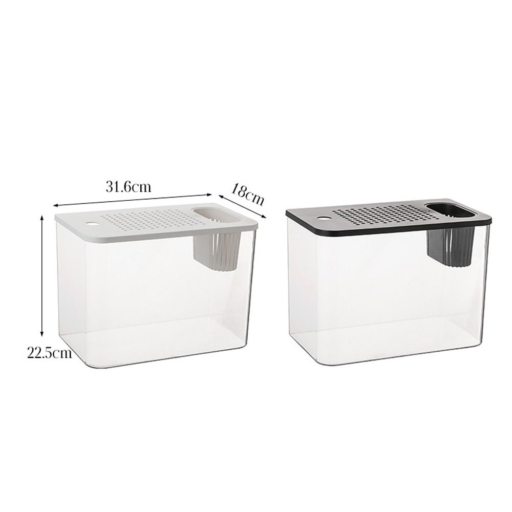 Transparent Desktop Aquarium with Lid Turtle Tank Durable Ecological Water Tank for Home
