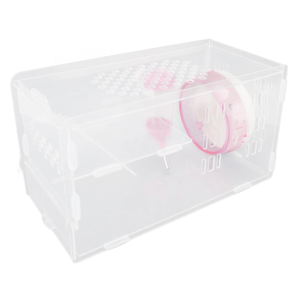 Маленький домик для хомяка, акриловый, прозрачный, бесшумные колеса, экономящий место, портативный, многофункциональный