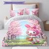 Постельное белье с розовым узором My Melody, Комплект с одеялом, Пододеяльник, Наволочка, Домашний подарок на день рождения(1 пододеяльник + 2 наволочки, без наполнителя)