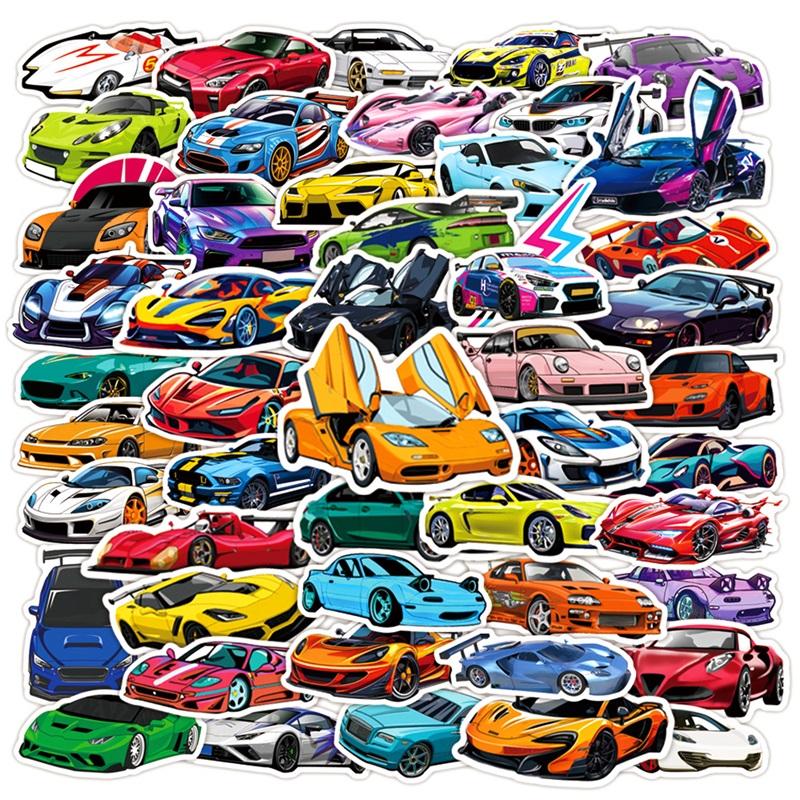 10/30/50PCS Colorful Super Car PVC Sticker Aesthetic Sticky Decoration Scrapbooking Korean Stationery School Supplies