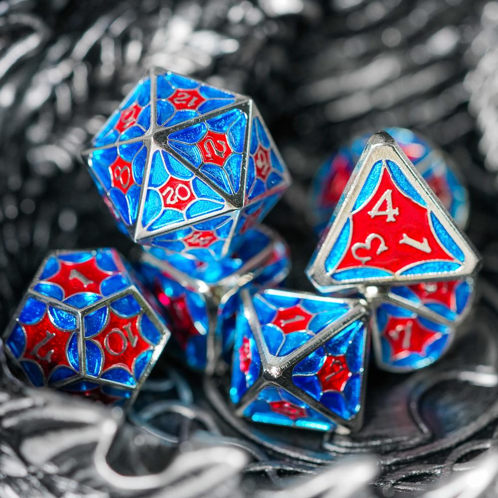 Cusdie Галактический Металлический Набор Кубиков D&D 7 шт. Высококачественный Набор Полиэдрических Кубиков D4 D6 D8 D10 D% D12 D20 для Ролевой Игры Pathfinder