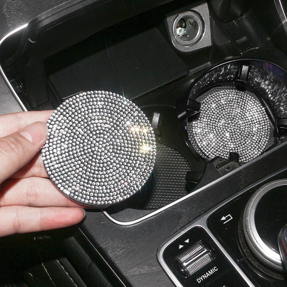 Multifunctional Car Diamond Coaster Water Cup Slot Non-Slip Mat Silica Pad Cup Holder Mat Auto Interior Decoration Accessories