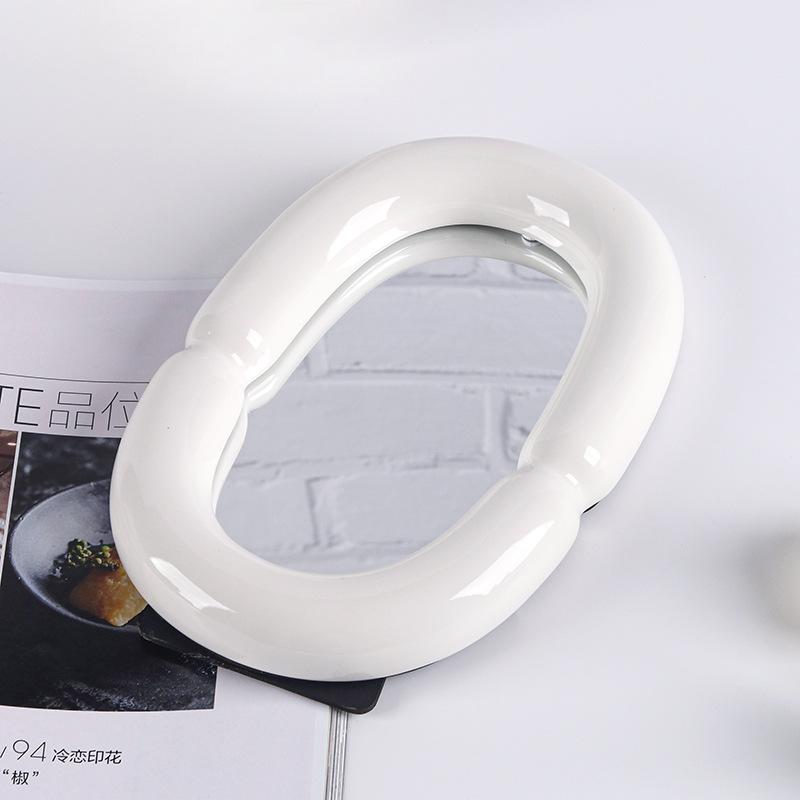 Nordic Style Makeup Mirror Ornaments Model Room Bedroom Dressing Table Desktop Decoration Mirror Simple Home Soft Decorations