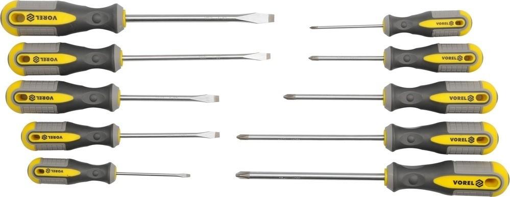 Cr-V screwdrivers, set of 10 pcs. 60970 VOREL