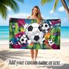 Soccer Theme Beach Towel Personalized Custom Name & Text Soft Quick Dry Beach Towel for Swimming Travel
