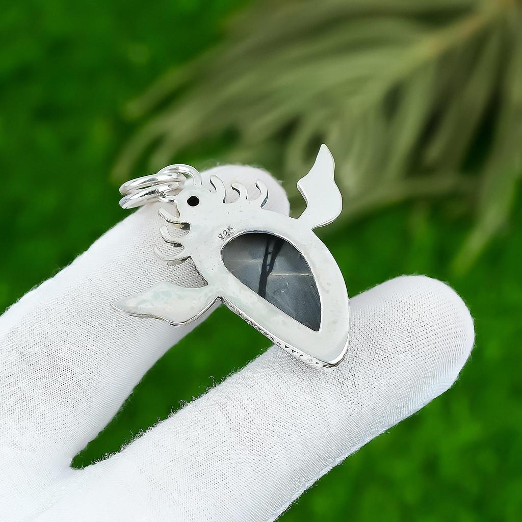 Pear Picasso Jasper Stone Spinel Engagement Pendant Jewelry 925 Sterling Silver