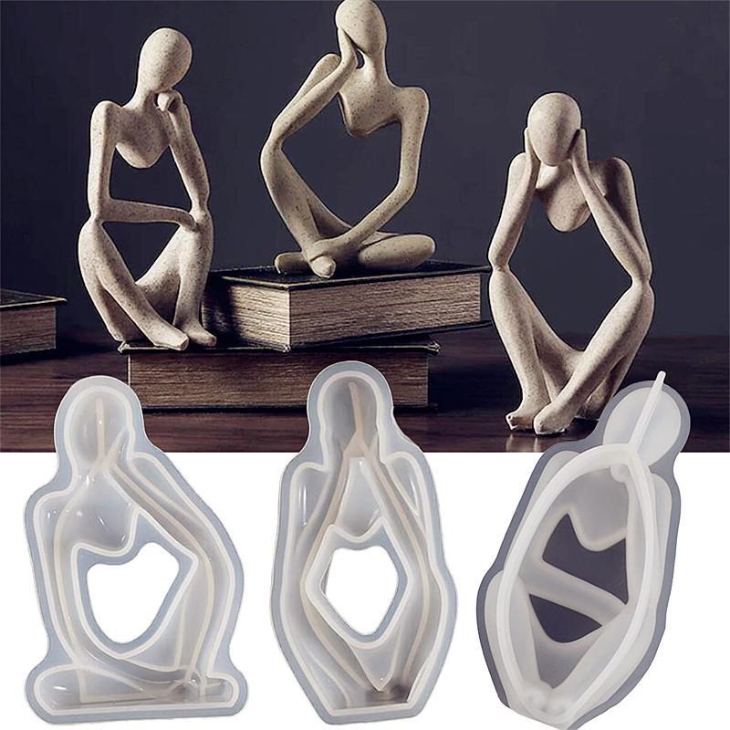 3 стиля абстрактные силиконовые формы в форме мыслителя для изготовления бетонных изделий из смолы своими руками