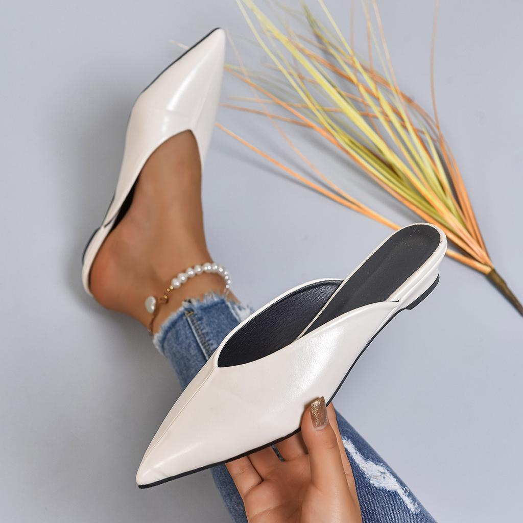 Fashion Women Fashion Pointed Toe Mules Slippers New Low Heel Sandals Ladies Elegant Dress Shoes Comfort Designer Slippers Slides Women