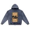 DTG print Knitted Denim Zip-Up Hoodie Speed Force Brother Print Zipper Hoodies  
