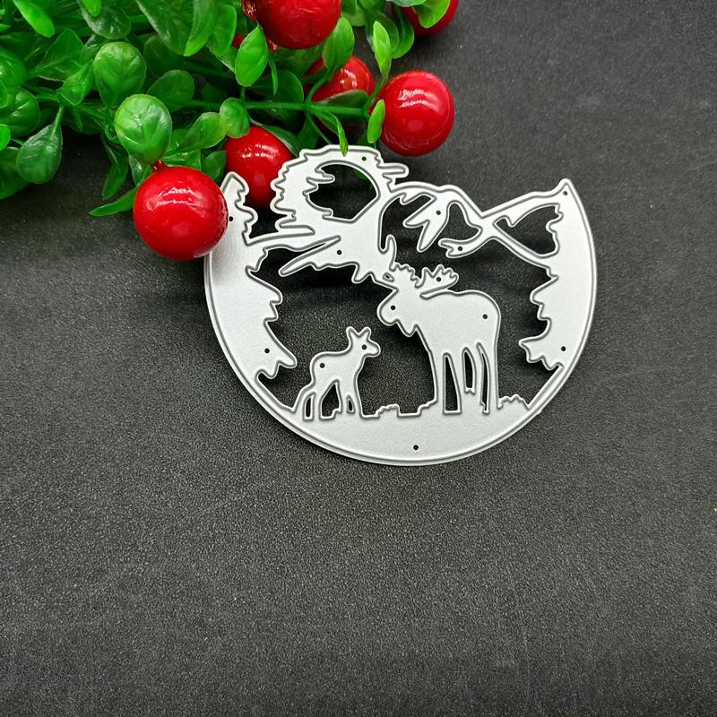 Олень отец и сын полукруг художественный узор металлические трафареты ремесло тиснение штампы для скрапбукинга для изготовления карт декор