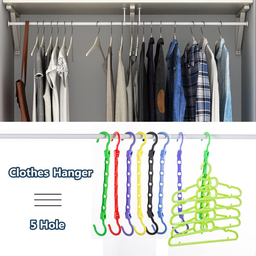 Household Clothes Storage Folding 5-Hole Clothes Hanger Magic Hanger Closet Organizer Space Saving