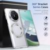 KEYSION Вращающийся на 360° магнитный чехол-подставка с кольцом для Huawei Mate X6 X5 X3 Прозрачный жесткий чехол для телефона из ПК с защитой экрана