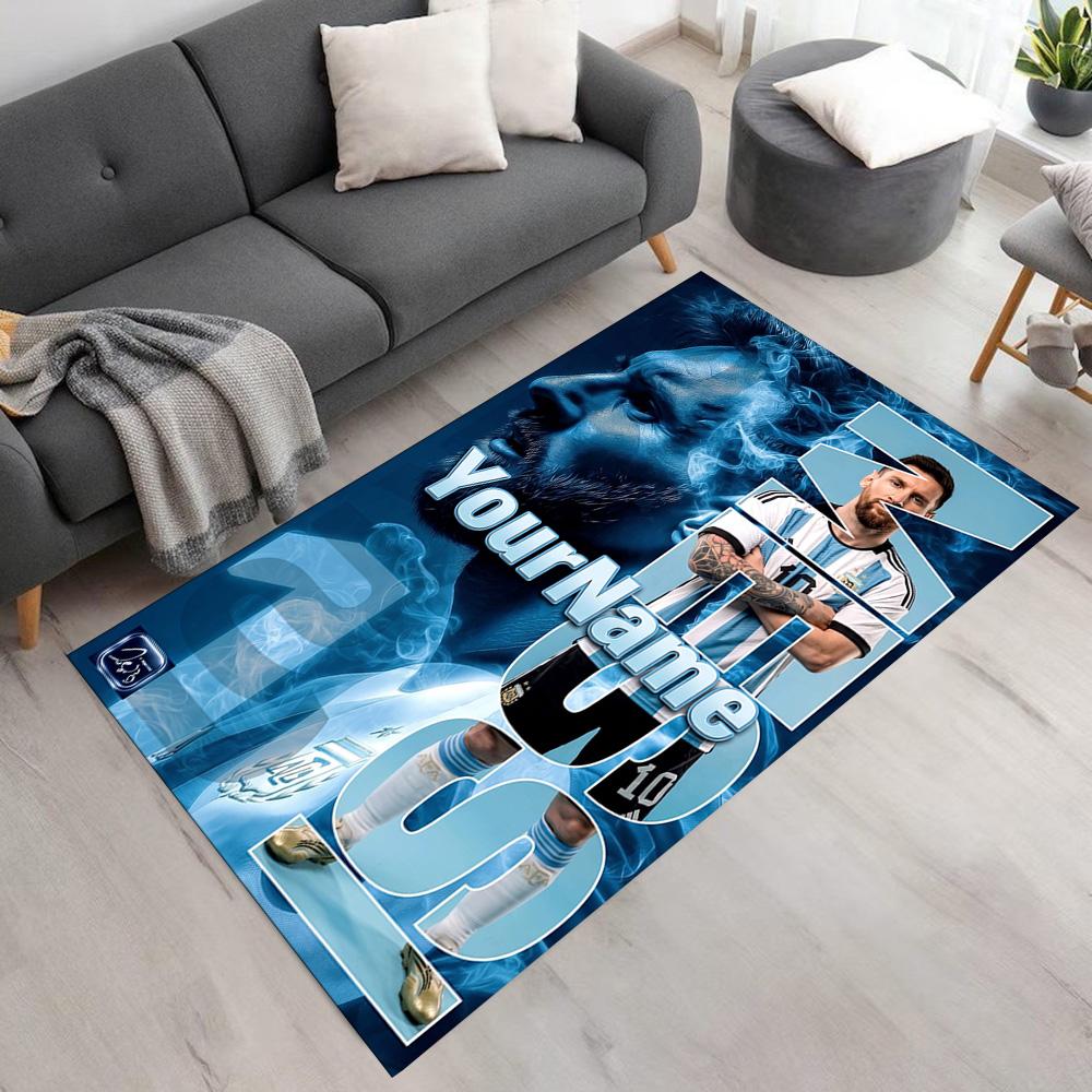 Messi Customize Your Name Floor Mat Perfect for Living Rooms Bedrooms Dining Room Entryway Anti-slip Rug Anime Office Decor Spiritual Gift