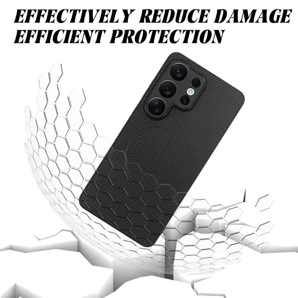 S26+ S26U Magnetic Phone Case Slim Carbon Fiber Pattern Leather Case Shatterproof Phone Cover for Samsung Galaxy S26 Plus Ultra