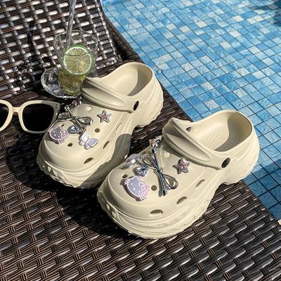 Туфли Женские 2025 Закрытый Носок Женские Тапочки Металлическая Отделка Повседневные Тапочки Женские Новинка Бестселлер Тапочки на Платформе