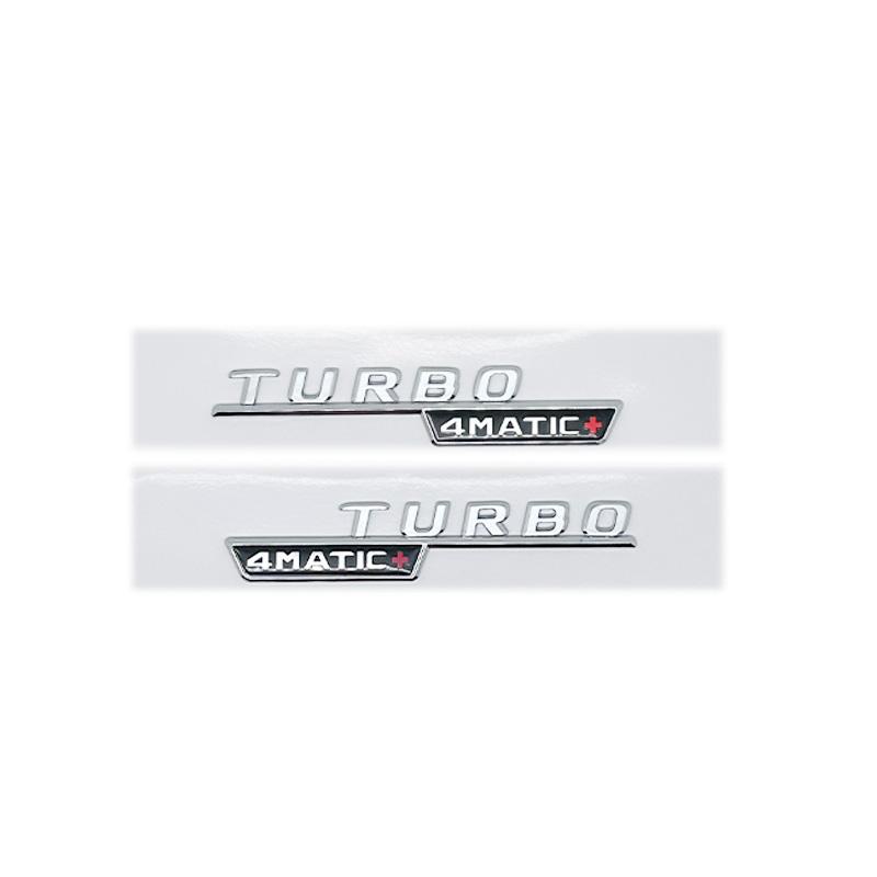 2pcs ABS Car Fender Turbo 4MATIC Logo Emblem Badge Sticker For Mercedes Benz A45 C117 CLA 35 45 GLA45 X247 GLE53 AMG Accessories