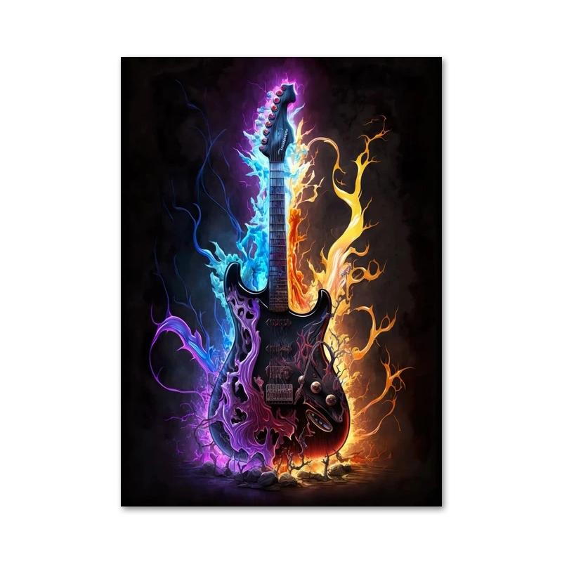 Цветные музыкальные гитарные пластинки, постеры и принты, абстрактная современная эстетика, джаз, холст, настенное искусство для музыкальной комнаты, домашний декор