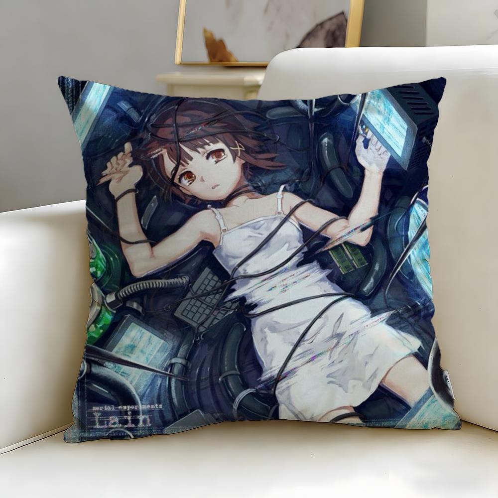 Аниме Serial Experiments Lain Наволочка Мягкая Легко стирающаяся Чехол для подушки Универсальный для Дивана Кровати Путешествий и Офиса
