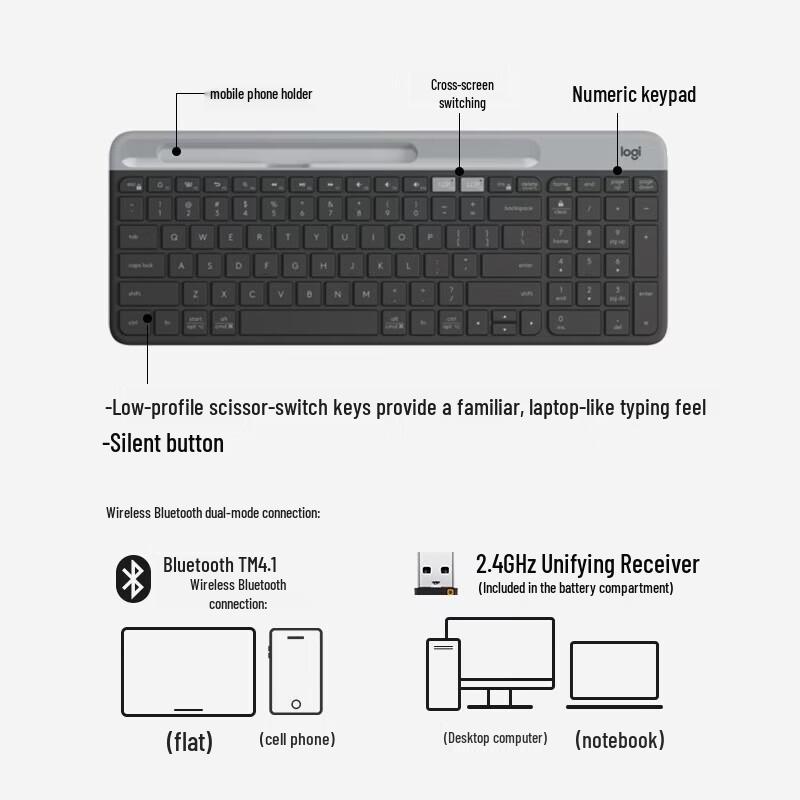 Logitech Беспроводная бесшумная клавиатура K580