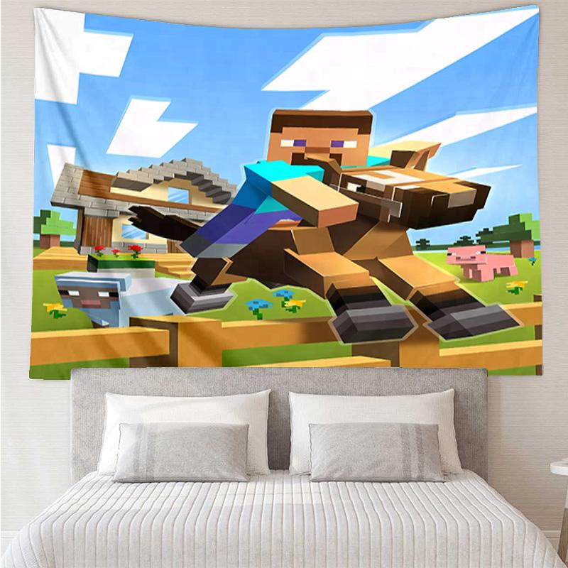 Minecraft5 Tapestry for Bedroom Aesthetic Classroom Tapestries Wall Hanging for Living Room Dorm Office,Ideal Creative Gift