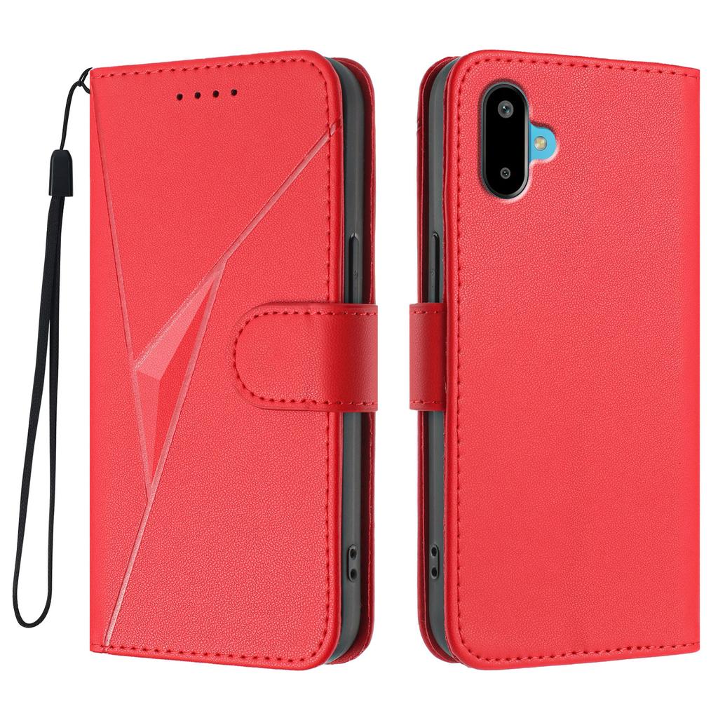 For Samsung Galaxy M16 5G/Galaxy F16 5G Case Triangle Imprint Leather Phone Cover with Lanyard