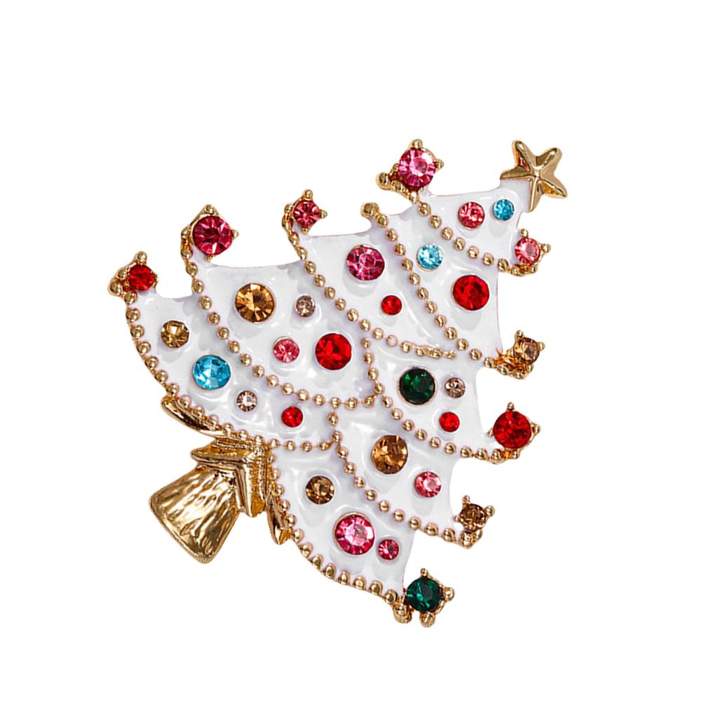 Enamel Christmas Tree Brooch Unique Rhinestones Christmas Tree Snowman Brooch For Women Festival Pin Jewelry
