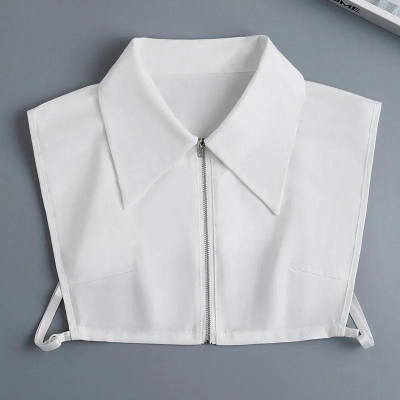 New Women White Lace Fake Collar Vintage Shirt Detachable Collar Front Tie Men Lapel Blouse Top Sweater Cotton False Collars