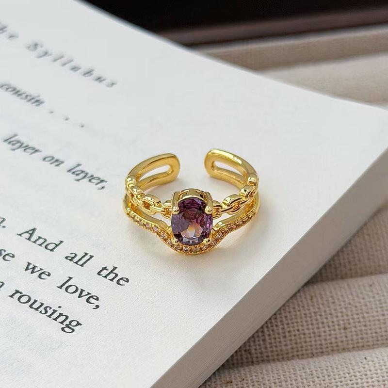 Средневековое французское ретро кольцо с открытой шинкой и полным бриллиантом, модное, с высоким чувством стиля и темпераментом, нишевый дизайн, изысканные бриллиантовые аксессуары для женщин