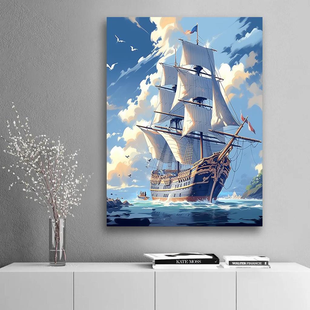 Рамка «сделай сам», картина по номерам, пейзаж, картина с лодкой, пейзаж, нулевая основа, ручная роспись, уникальный подарок, домашний декор 40x50 см