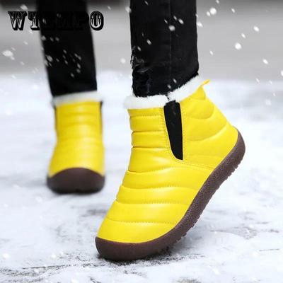 Детская хлопковая обувь, водонепроницаемые противоскользящие короткие сапоги, детские однотонные плюшевые зимние ботинки больших размеров