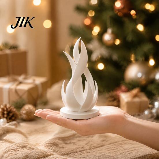Sophisticated Home Office Decor 3D Printed Abstract Flame Sculpture, Modern Minimalist Twisted Art Creative Gift for Lovers Statue Desk And