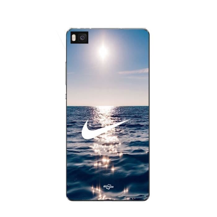 Coque - MANIACASE - Huawei P8 - Nike logo - Blanc - Souple - Synthétique
