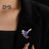 Chinese Style Brooch Pin Sparkling Rhinestones Magpies Bird Shape Lapel Pin Suit Coat Dress Jewelry Gift