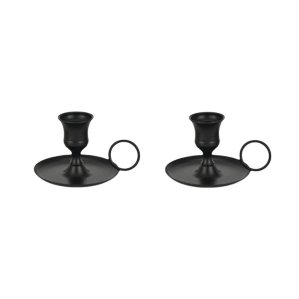 2 Piece with Holding Ring Desktop Candlestick Retro Candle Stand  Restaurant