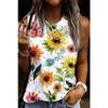 Летние топы с 3D-принтом «Цветок и стрекоза», женская мода, уличная одежда, свободный жилет с круглым вырезом, без рукавов, женская майка