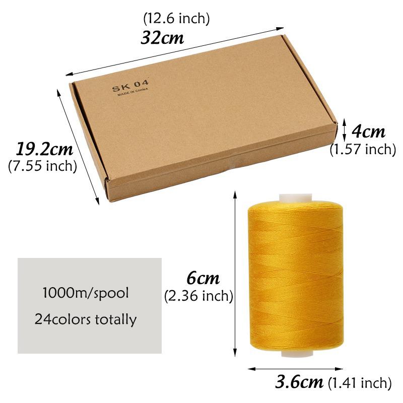 24 цвета, полиэстер 402, нитки для швейной машины, высокоскоростной плоский швейный набор ниток для челночного стежка, 1000 м на катушку