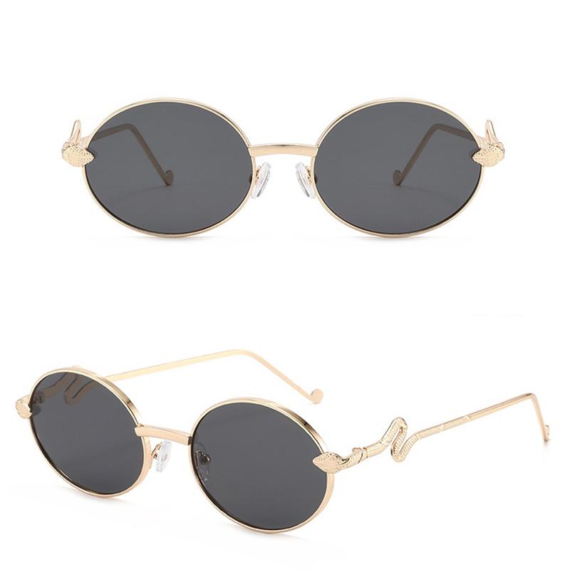 Fashion Unisex Oval Metal Sunglasses with Snake Temples - Trendy Vintage UV400 Sun Glasses for Men & Women