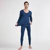 2 Pcs/Set Winter Men Thermal Underwear Set V Neck Long Sleeve Warm Thick Plush Seamless Pure Color Slim Fit Elastic Men Pajamas Set Sports Tracksuit