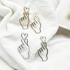Cute Drop Dangle Piercing Earring  Love's Hand Hollow Long Tassel Heart Gesture Earrings